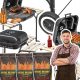  Garden charcoal grill with cover and side table for the garden + 6kg coal