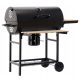  CHARCOAL BARREL GRILL WITH LID ON WHEELS WITH SHELF 101x70.5x94.5 CM