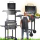  STEEL CHARCOAL GARDEN GRILL CAST IRON GRID CLOSED LID THERMOMETER