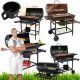  LARGE GARDEN CHARCOAL GRILL WITH LID FOLDABLE SHELVES ASH BIN THERMOMETER