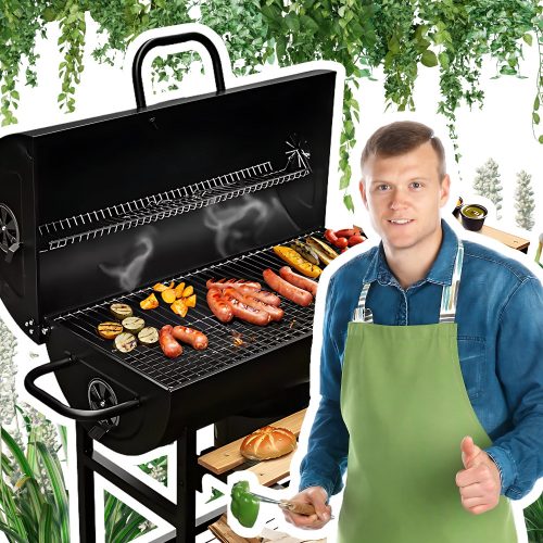  Garden grill Barrel tables steel solid grate with thermometer and regulation