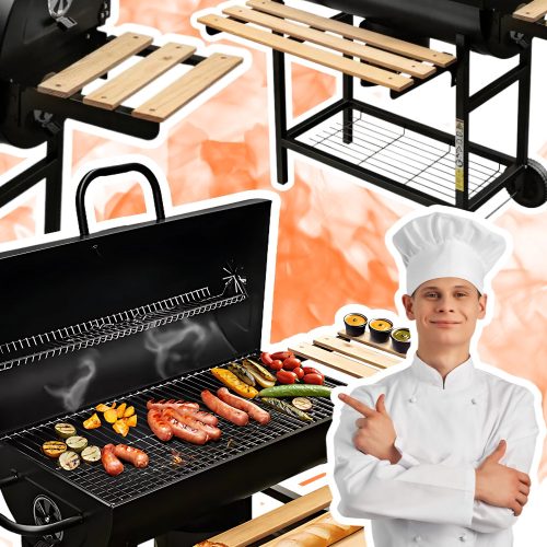  Charcoal grill Barrel tables steel solid grate with thermometer and regulation