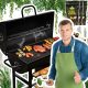  Garden grill Barrel tables steel solid grate with thermometer + 6kg coal
