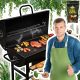  Garden grill Barrel tables steel solid grate with thermometer + 2kg coal