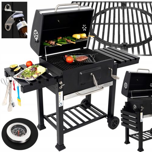  GARDEN CHARCOAL GRILL LARGE CAST IRON GRATE PORTABLE ASHTRAY + FREE MAT