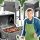  Garden grill with cover, side table, cast iron grate, solid 25kg for the garden