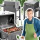  Garden grill with cover, side table, cast iron grate, solid 25kg for the garden