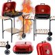  AMERICAN CHARCOAL GRILL WITH SIDE SHELVES AND WHEELS GARDEN 96x45x75 CM