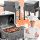  Charcoal grill with cover, side table, cast iron grate, solid 25 kg, smoking
