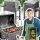  Garden grill with cover, side table, cast iron solid grate + 4 kg of coal