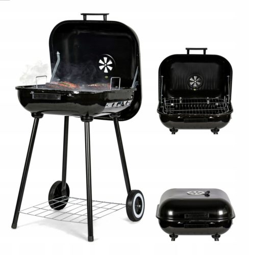  Garden Charcoal Grill Large Grate and Hinged Lid on Wheels