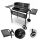  Garden Charcoal Grill with Metal Shelves Adjustable Grate 53x34 cm Wheels