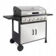  Large garden gas grill with cast iron grate and steel shelves with 6 burners