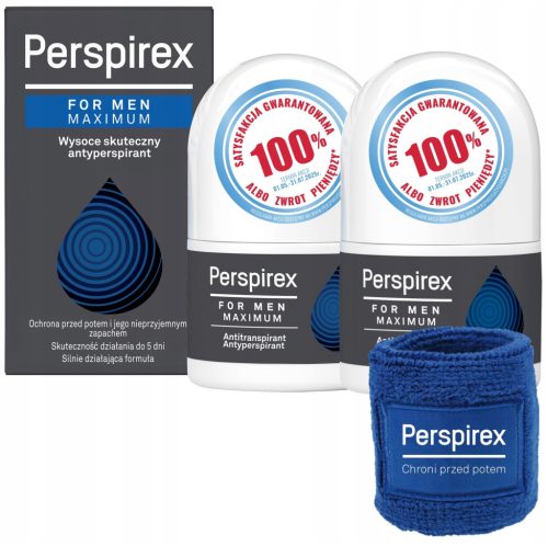 Perspirex Men Maximum Antiperspirant Set: 2x20ml with Free Wristband