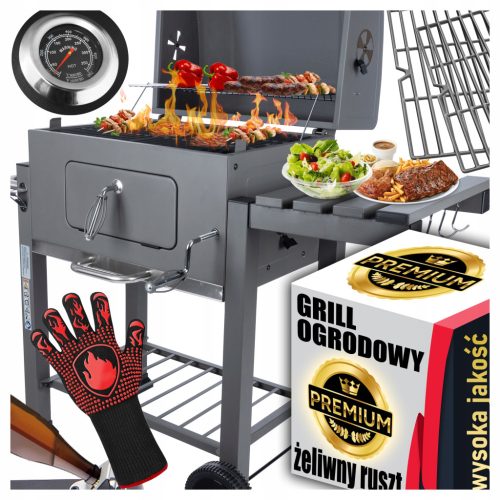  Garden charcoal grill for briquettes Closed BBQ PORTABLE WITH LID +