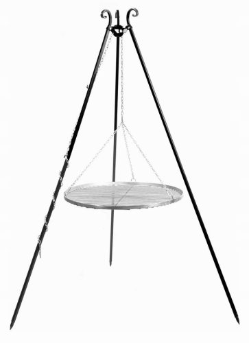  LARGE GARDEN TRIPOD GRILL STAINLESS STEEL GRATE 70 CM