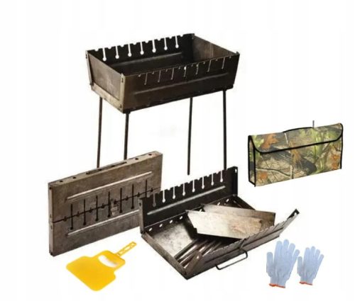  Mangal Suitcase Folding Portable Grill 2 mm. for 8 Shampoo Skewers