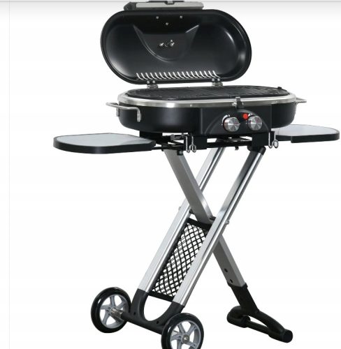 FOLDABLE GAS GRILL WITH 2 BURNER SIDE GRID TABLETOP