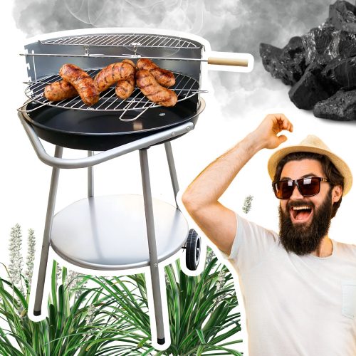  Round chrome garden grill 48 cm durable stable for balcony garden