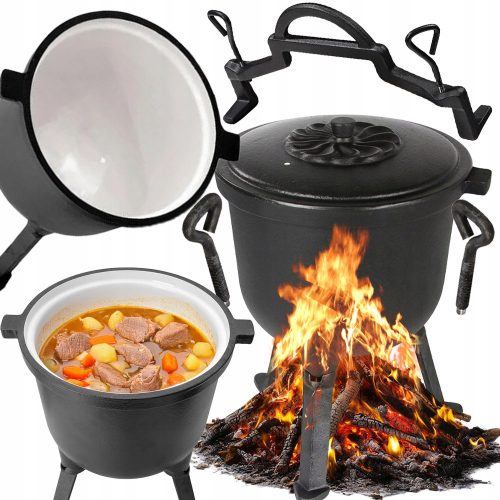  Cast iron hunting cauldron 8L pot campfire grill