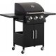  GAS BBQ GRILL WITH 3 BURNERS, 3 KW EACH, 4 WHEELS, SIDE TABLES + FREE