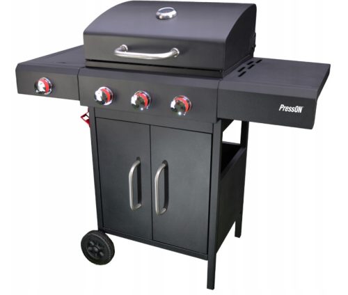  3 + 1 GAS GARDEN GRILL WITH LARGE GRID AND LOWER CABINET + 2 FREE GIFTS