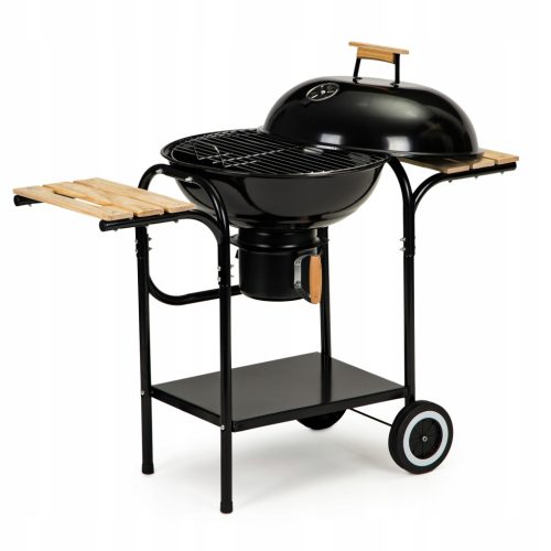  Garden Charcoal Grill with Lid and Shelves Grate Ash Pan Wheels Stable