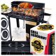  GARDEN GRILL WITH ADJUSTABLE CHARCOAL GRID SHELVES ON WHEELS STABLE GRILL