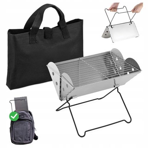 MINI TOURIST GRILL PORTABLE FOLDABLE LIGHT TRAVEL + CASE GRILLING