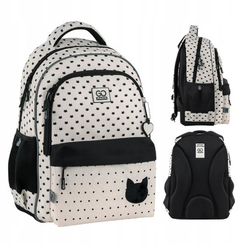 Kids' Orthopedic School Backpack with Cat Design for Girls - GoPack GO25-182M-1