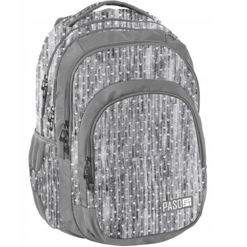PASO 4-Chamber School Backpack for Girls with Small Hearts on Grey Background