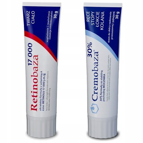 Retinobaza 17000 & Cremobaza 30%: Vitamin A and Urea Cream for Dry, Cracked Skin (30g Set)