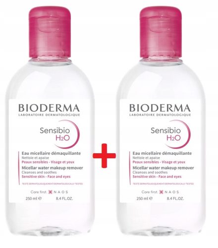 2X Bioderma Sensibio H2O Micellar Water for Sensitive Skin Cleansing and Makeup Removal, 250ml Each