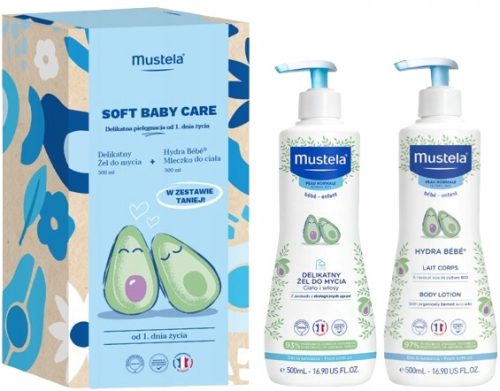Soft Baby Care Set: Gentle Cleansing Gel and Body Milk (500 ml each)