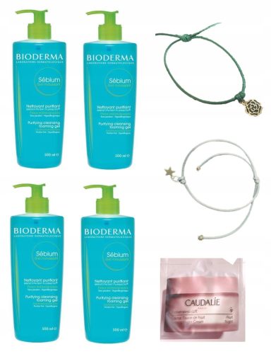 Bioderma Sebium Gel Moussant Cleansing Gel 4x 500ml + Free Bracelets