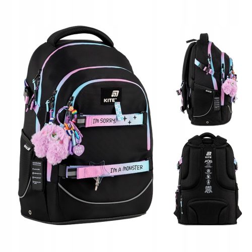 Lightweight Kite K25-727M-2 Youth School Backpack with Skateboard Holder