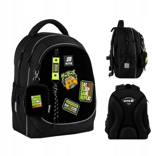 Black School Backpack for Boys with Patches by Kite K25-700M-5