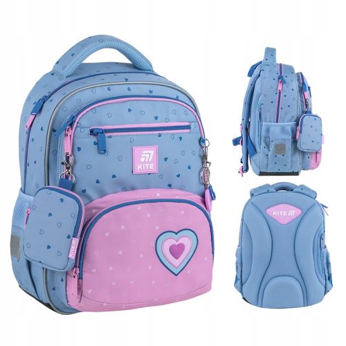 Stylish Blue Kite School Backpack for First Grade Girls, Model K25-773M-1