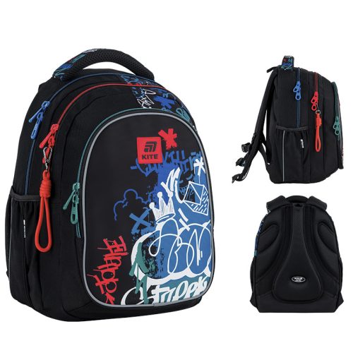 Stylish Kite K25-8001M-1 Graffiti Orthopedic School Backpack for Boys