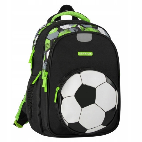 Starpak Green Football Themed School Backpack with Reflective Strips