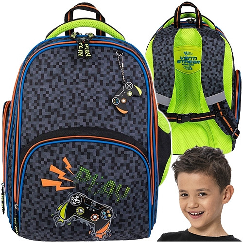 Lightweight Multi-Compartment 22L Bambino Premium Gamer School Backpack with Reflective Elements