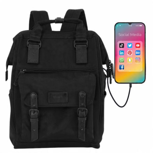 Himawari Stylish School Backpack with Laptop Compartment & USB Port - Black
