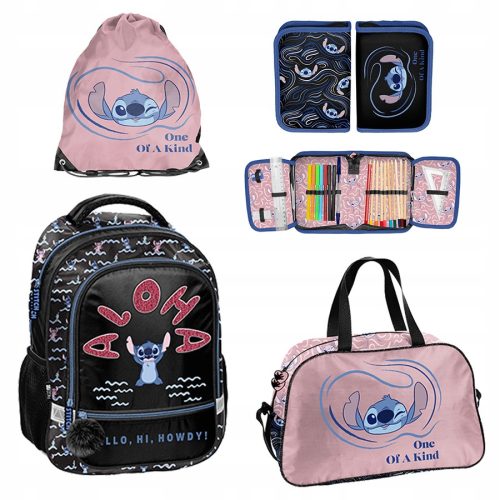 Disney Stitch Themed School Set with Backpack, Pencil Case, Shoe Bag, and Tote | Paso