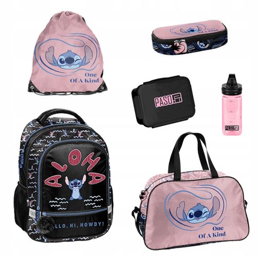 Disney's PASO STITCH 6-Piece School Set: Backpack, Shoe Bag, Pencil Case & More