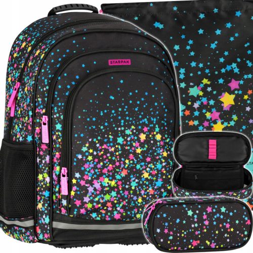 Starpak Galaxy Stars 3-Piece School Set: Backpack, Shoe Bag, & Pencil Case