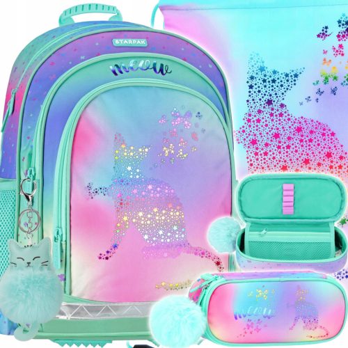 Starpak Ombre Kitty 3-Piece School Set: Backpack, Shoe Bag, & Pencil Case