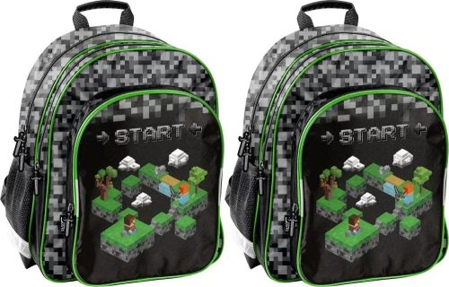 2-Pack Paso Minecraft School Backpacks, Dual Compartment, 38x29x16 cm