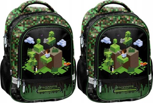 2-Pack Paso Minecraft Dual-Compartment School Backpacks, 38x28x15cm