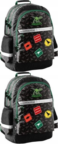 Set of 2 Paso Dinosaur School Backpacks, Dual Compartment, 41x28x18cm
