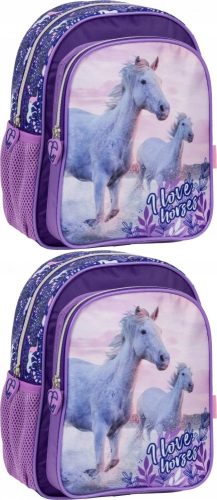 Set of 2 Derform 11 Horses Preschool Backpacks, 9L, Purple